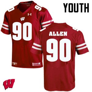 Youth Wisconsin Badgers NCAA #96 Connor Allen Red Authentic Under Armour Stitched College Football Jersey BS31S48GM